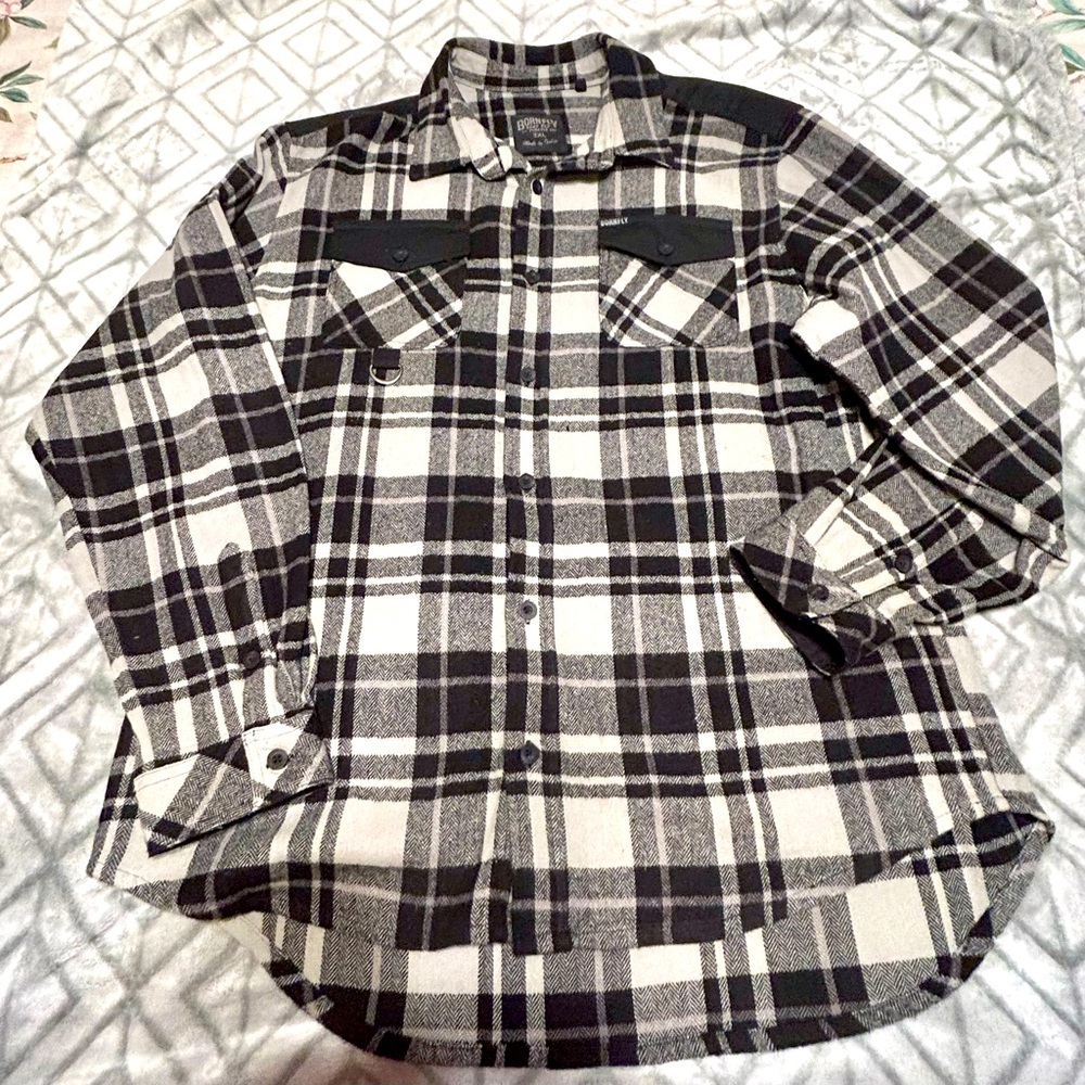 BORN FLY CHILL OUT WOVEN Black & Gray, Flannel button up shirt, Size 3XL